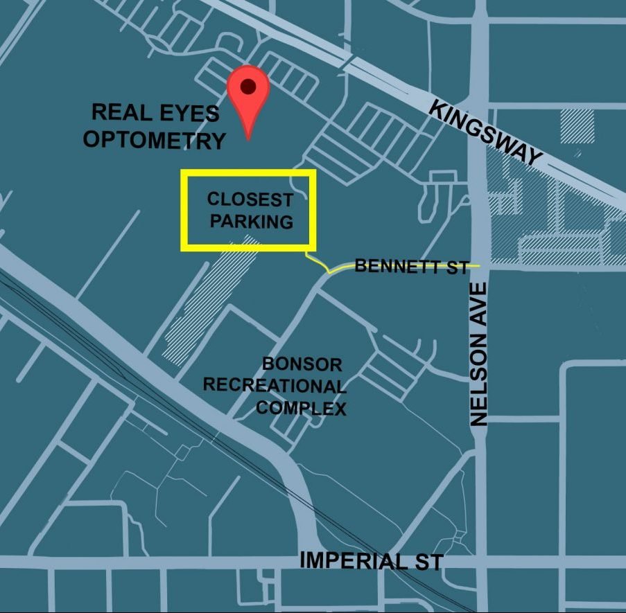 Contact Us Real Eyes Optometry parking map