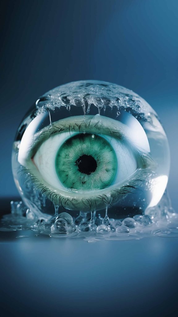 winter dry eye ice cube eye